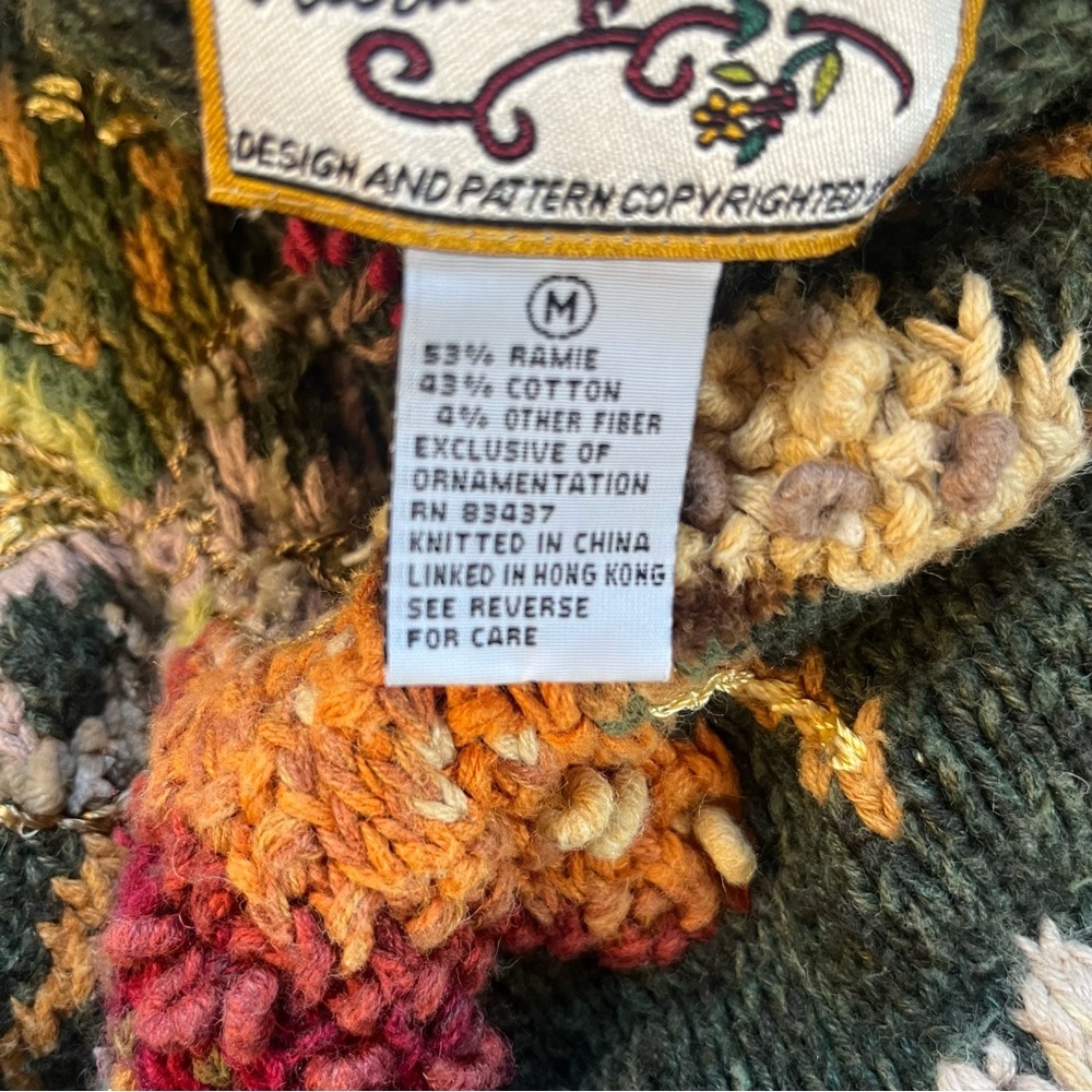 Vintage ‘98 Heirloom Collectables Sweater Fall Harvest Cardigan Cottagecore Barn - Picture 8 of 10